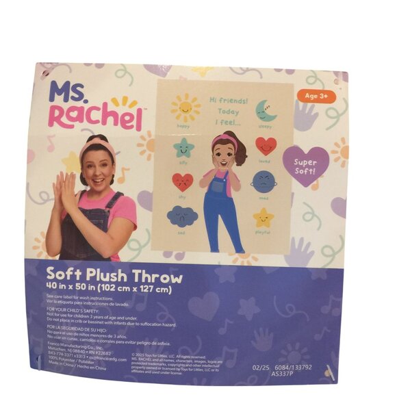 MS. RACHEL Feelings Soft Plush Throw Hi Friends! Today I Feel... 40" x 50" Cream - Picture 2 of 3